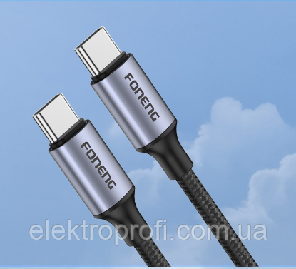 Кабель Foneng X95 1.2M Metal Head Braided Cable (60W) Type C to Type C
