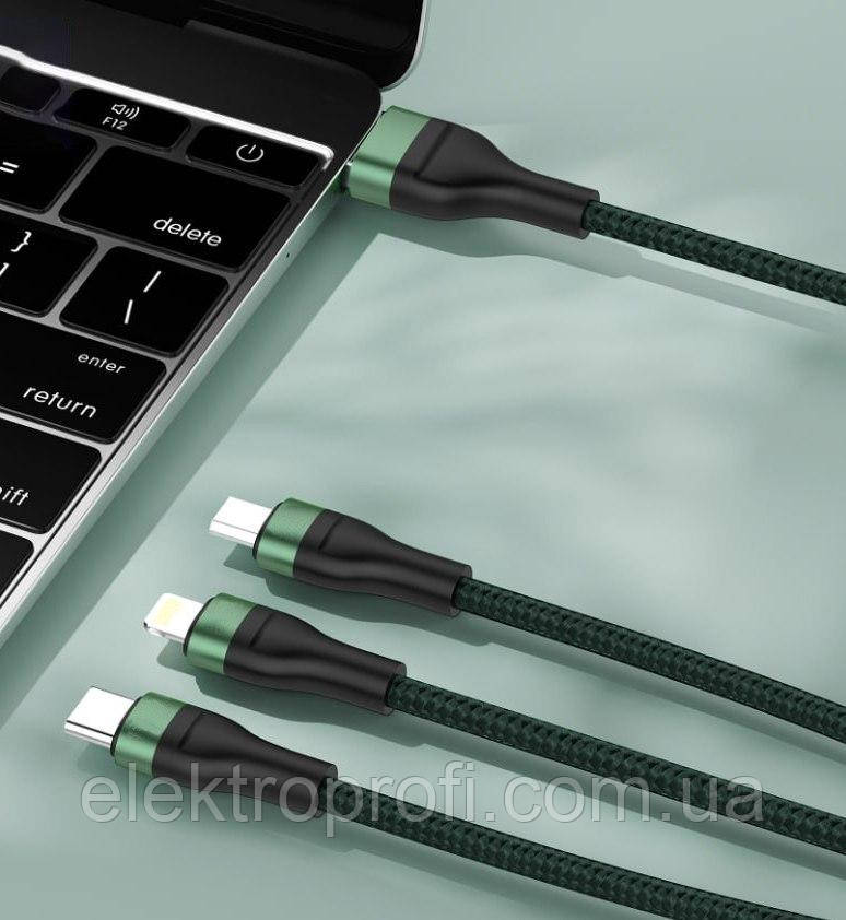 Кабель Foneng X78 1.2M 3-in-1 (66W) USB Type A to (USB Type-C,micro-USB,Apple Lightning)
