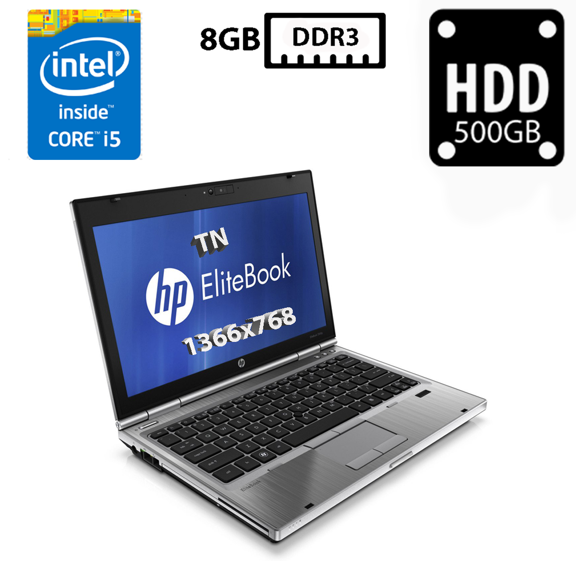 Ноутбук HP EliteBook 2560p/12.5”TN(1366x768)/Intel Core i5-2410M 2.30GHz/8GB DDR3/HDD 500GB/Intel HD Graphics, фото 1