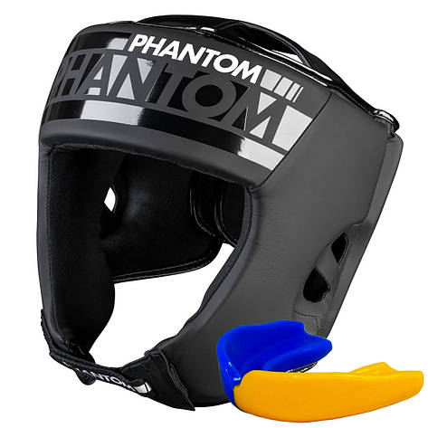 Боксерський шолом Phantom APEX Open Face Head Protection Black (капа в подарунок), фото 1