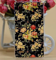 Чохол-накладка для LG Optimus L9 P760 P765 з картинкою Квіти на чорному тлі