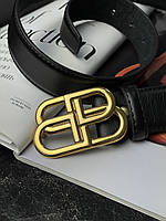 Balenciaga Leather Belt Black/Gold 125 x 3.7 cм