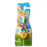 Brush-Baby FlossBrush зубная щётка для детей от 0 до 3 лет - Желтый цвет