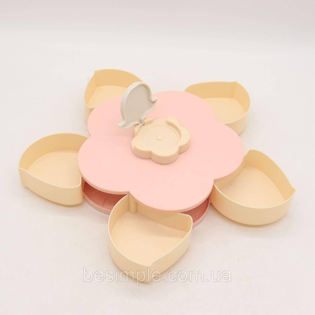Менажница тарелка для закусок Flower Candy Box, Розовая / Конфетница - фото 5 - id-p1379543013