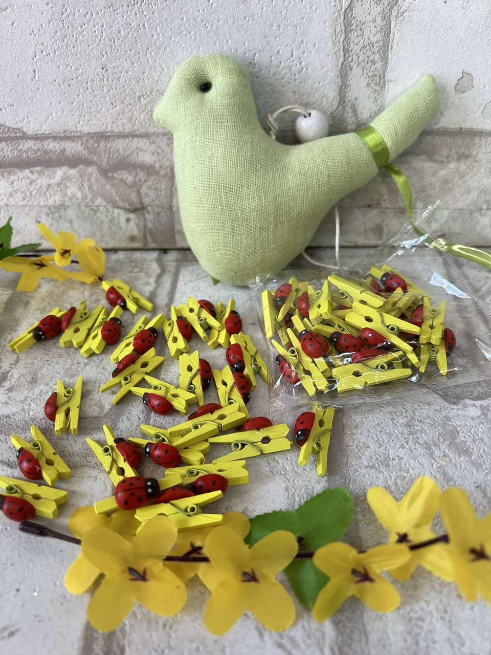 Прищіпки декоративні з бедриком  h-2,8 cm 24 шт\уп, фото 1