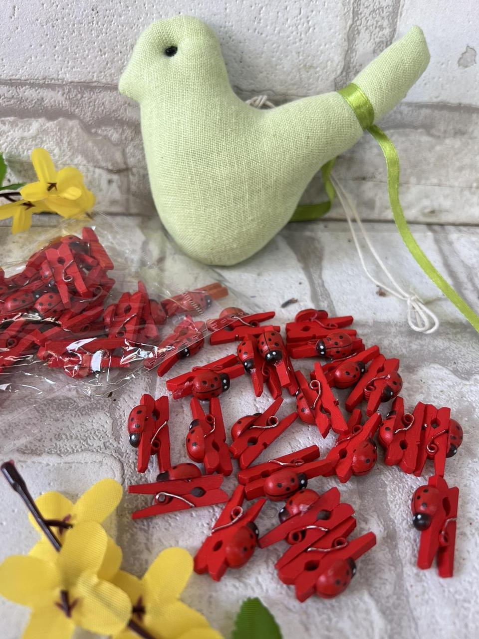 Прищіпки декоративні з бедриком h-2,8 cm 24 шт\уп, фото 1