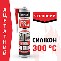 Високотемпературний силікон червоний 300 АЦЕТАТ "BePro", 280 мл