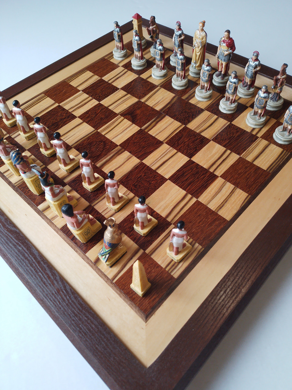 Шахи Єгипет 50x50 см, ясень, інкрустовані залізне дерево, полісандр, клен, фото 1