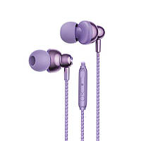Проводные наушники с микрофоном 3.5mm 1,2м фиолетовые XO