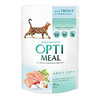 OPTIMEAL (Оптимил) Влажный корм для кошек с форелью в кремовом соусе 12х85 гр