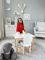 Дитячий столик із шухлядою та стільчиком білий дерев'яний набір