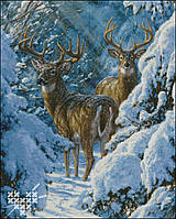 Електронна схема для вишивання хрестиком "Пара оленів у зимовому лісі"