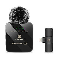 Беспроводной петличный микрофон для iPhone / iPad, 8-контактный приемник (черный) PULUZ