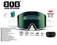 Маска гірськолижна BOB Life S3 White/Green Lens (GOG-023) Отличное качество