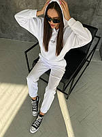 Женский теплый удобный прогулочный костюм Olso худи и штаны джоггеры спортивный костюм трехнитка на флисе OS 42/44, Белый