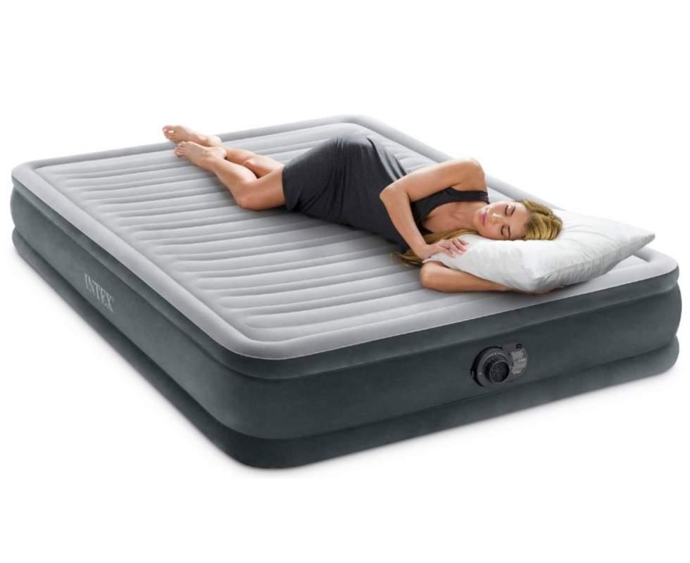 Надувне ліжко двоспальне Intex 67770 Сірий (203-152-33см) з вбудованим електричним насосом