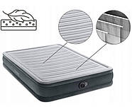 Надувне ліжко двоспальне Intex 67770 Сірий (203-152-33см) з вбудованим електричним насосом, фото 4