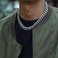 Мужская металлическая цепочка, серебряная цепь на шею из стали 12 мм Отличное качество