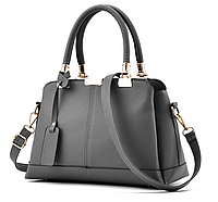 Женская сумка на плечо с брелком, классическая сумочка для женщин Серый Seli Жіноча сумка на плече з брелоком,