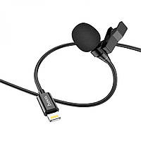 Мікрофон петличний 2 м Hoco L14 Lightning з прищіпкою для підключення до iPhone та iPad,