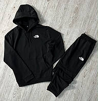 Комплект 3 в 1 Демісезонний спортивний костюм TNF чорний худі + чорні штани (двонитка) + Футболка хакі TNF