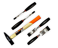Набір Polax молоток 300 г і 4 стамески з пластиковою ручкою 6, 8, 32 і 38 мм (335-17)