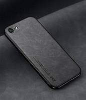 Кожаный чехол XnE iPhone 7 / 8 с металлической вставкой Черный
