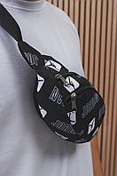 Сумка через плечо Nike Jordan черная Бананка на пояс Джордан Поясная сумка с регулятором мужская женская