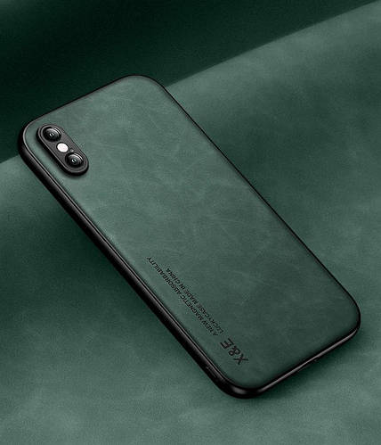 Кожаный чехол XnE iPhone X с металлической вставкой (Айфон Х Икс 10 ...