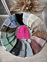 Жіноча зимова базова подвійна з відворотом шапка для жінок вовняна шапка лопатка 18 кольорів Seli
