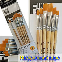 Набір пласких пензлів художніх з натуральною ворсою 6 шт / Fine Art Nylon Brush Set / Art nation / BR5806-1