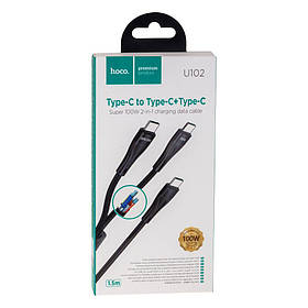 Кабель USB Hoco U102 Super 2 in1 Type-C to Type-C / Type-C 100W,