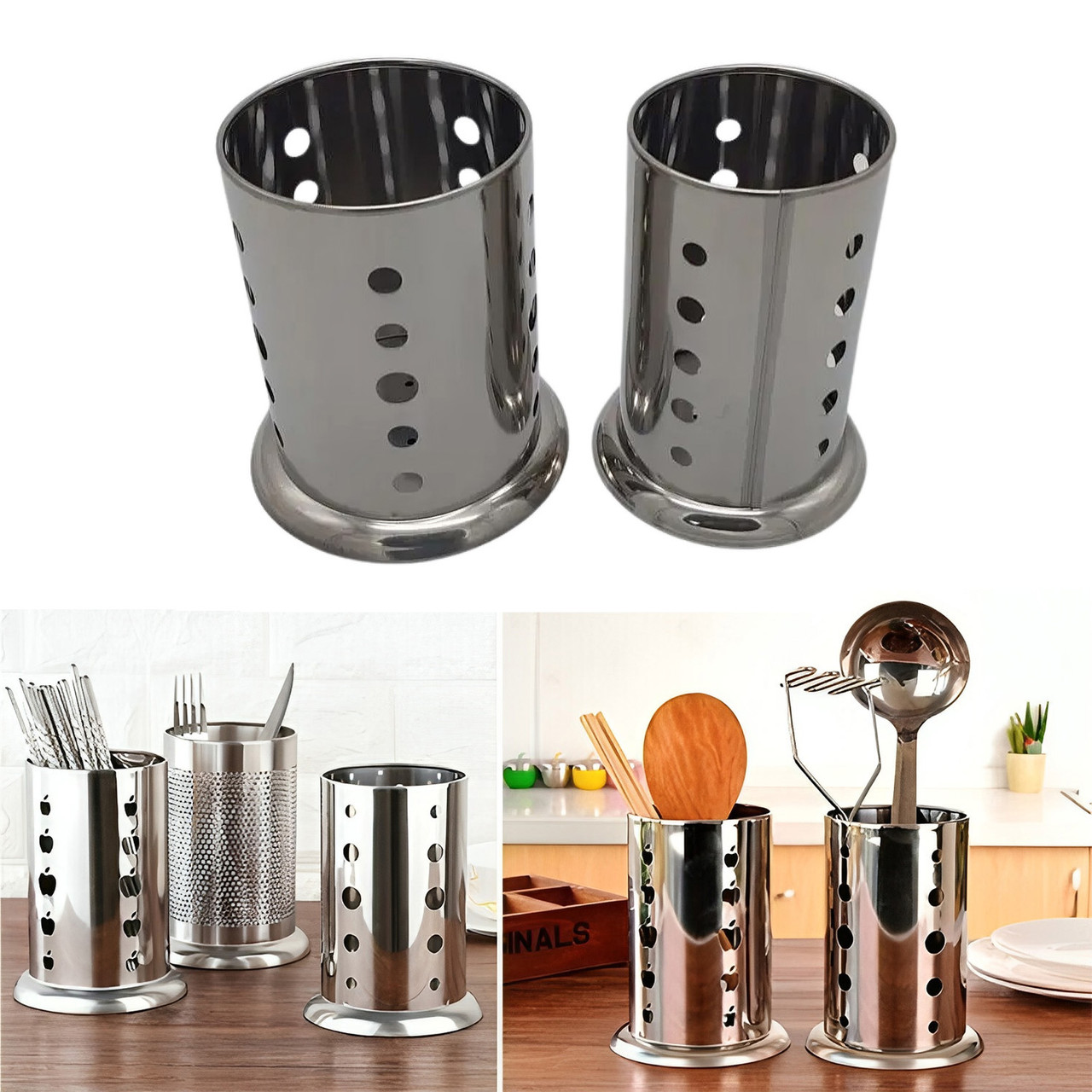 Підставка стійка для сушіння кухонного приладдя та столових приладів з нержавіючої сталі набір 2 шт., фото 1