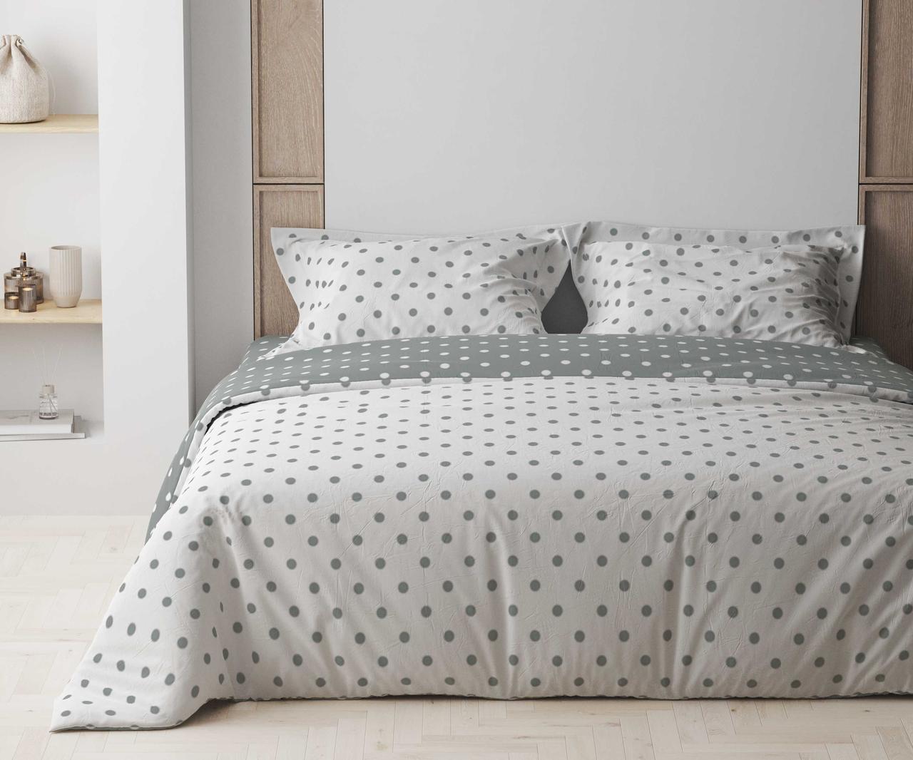 Комплект постільної білизни з ранфорса, сімейний комплект ТЕП "Happy Sleep Grey Dots, 50x70