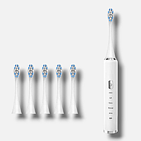 Електрична зубна щітка Sonic MZ-022 з 5-ма насадками біла