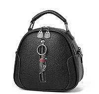 Жіноча міні сумочка на плече з брелоком маленька сумка жіноча Чорний Seli