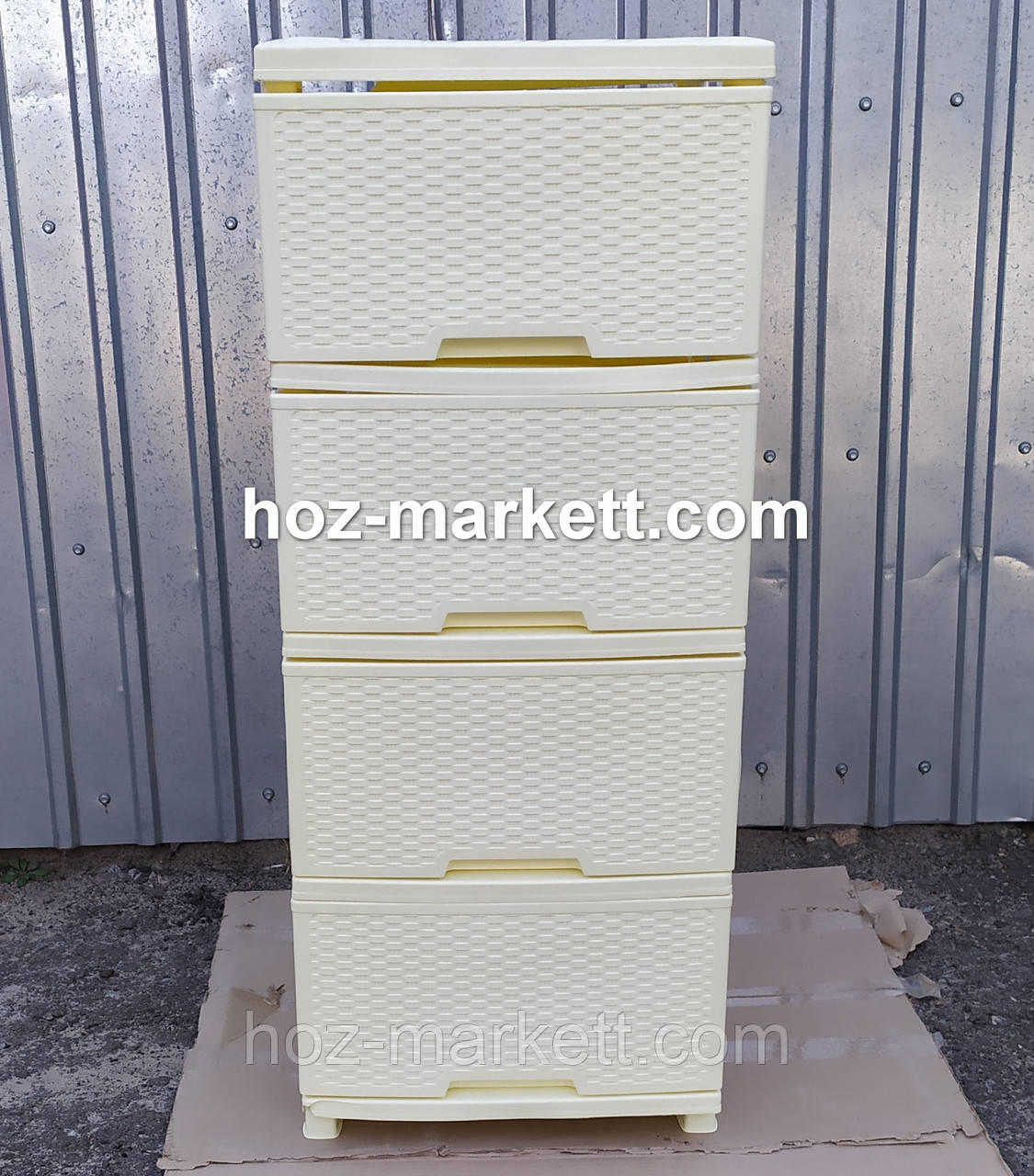 Комод плетінка на 4 ящики ротанг світло кремовий колір сливочне масло, фото 1