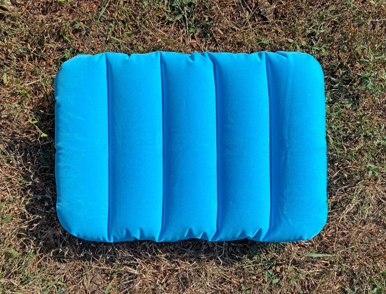 Надувна туристична похідна подушка для голови та шиї Компактна надувна подушка блакитний