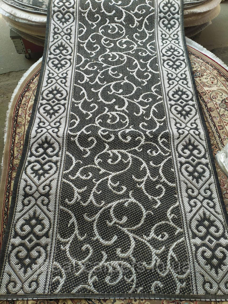 Доріжка без ворсу Завиток 0003 Сірий 0.6м, 2м Рогожка Grey, фото 1