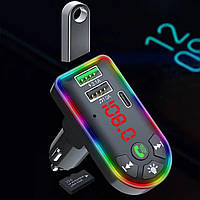 Автомобильный FM модулятор/ ФМ трансмиттер Car Player F7 12-24V Bluetooth / зарядное tape-C / V&A