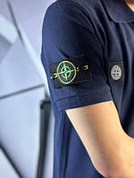 Поло Stone Island темно-синего цвета с патчем на рукаве mf035 Отличное качество