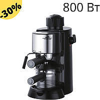 Рожковая кофеварка Monte MT-1451 кофемашина с капучинатором 800 Вт эспрессо черная со съёмным фильтром AGS