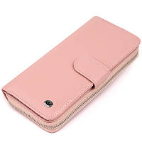 Вертикальный вместительный кошелек из кожи женский ST Leather Розовый Seli Вертикальний місткий гаманець зі