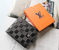 Мужской кожаный вместительный кошелек Louis Vuitton black Отличное качество