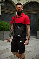 Комплект Nike кепка + поло червоно-чорний та шорти + барсетка Отличное качество