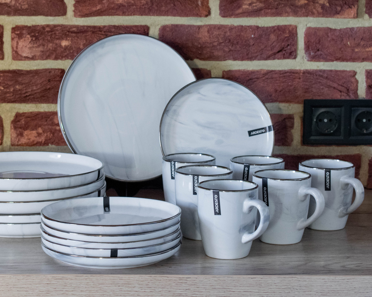 Сервіз Ardesto Marmo 18 предметів білий