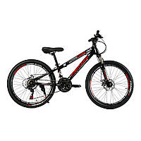 Велосипед Спортивный для подростка рост 125-140 см 24 дюйма Corso Primary Черный