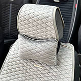 Подушка на підголовник в авто з еко-шкіри «MONACO» сірий, фото 2