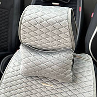 Подушка на подголовник в авто из эко-кожи «MONACO» серый
