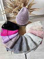 Ангоровая женская шапка на зиму демисезонная шапка лопатка на флисе для женщин 12 цветов Seli Ангорова жіноча